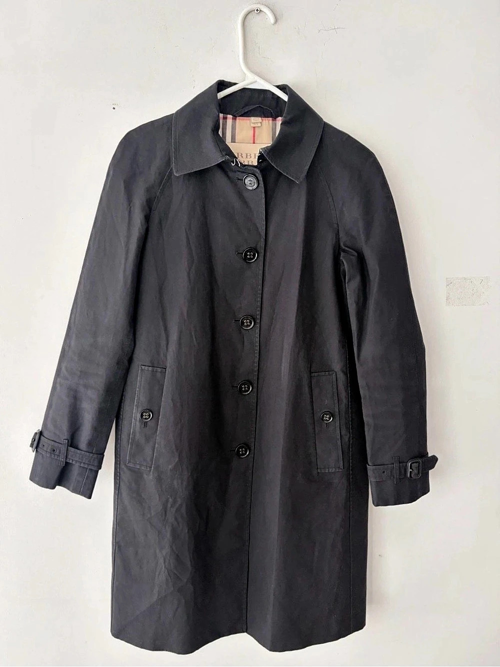Burberry Brit Long Women's Black Trench Coat Size 4